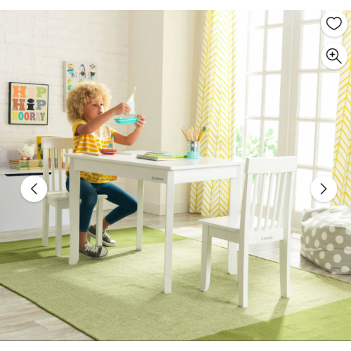 KidKraft Wooden Avalon Table and 2 Chair Set, White