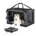 Collapsible Dog Crate - 36 Inch Portable Travel Dog Crate for Large Dogs Indoor & Outdoor, 4-Door Foldable Pet Kennel with Durable Mesh Windows (Grey)