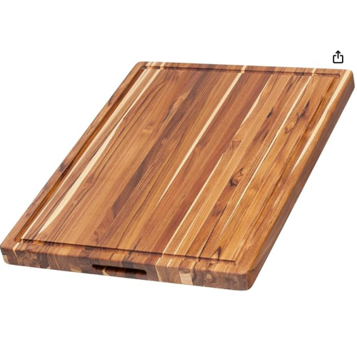 Teakhaus Carving Board - Large Wood Cutting Board with Juice Groove and Grip Handles - Reversible Teak Edge Grain Wood - Knife Friendly - FSC Certified 24" x 18"