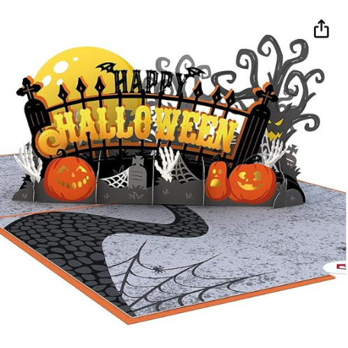 Lovepop Halloween Pop Up Card, 5x7-3D Greeting Card, Spooky Happy Halloween Design, Laser Cut and Hand Assembled