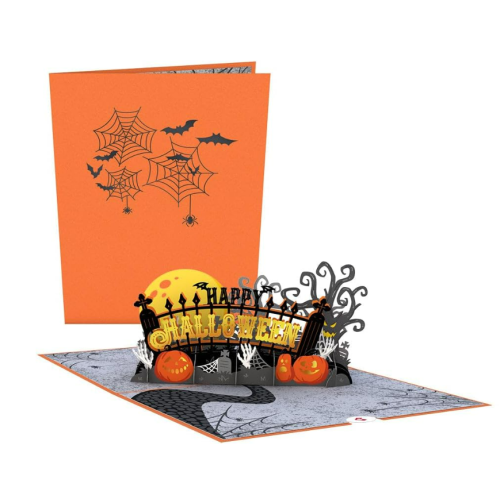 Lovepop Halloween Pop Up Card, 5x7-3D Greeting Card, Spooky Happy Halloween Design, Laser Cut and Hand Assembled