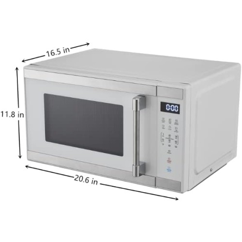  1.1 Cu. ft. 1000 W Mid Size Microwave Oven, 1000W, White Stainless Steel, 20.60 x 16.50 x 11.80 Inches