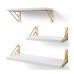 16.5 in. W x 5.5 in. D White-Gold Rustic Wood Decorative Wall Shelf Set of 3