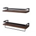 Floating Shelves Wall Mounted Storage Shelves for Kitchen, Bathroom, Set of 2 Brown