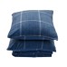 Simply Essential 3-Piece Windowpane Plaid Throw Blanket and Throw Pillow Bundle - NAVY 