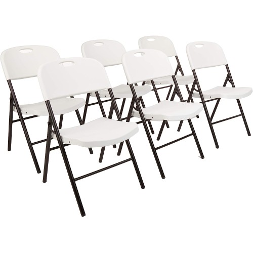 Amazon Basics Folding Plastic Chair with 350-Pound Capacity - 6-Pack, White