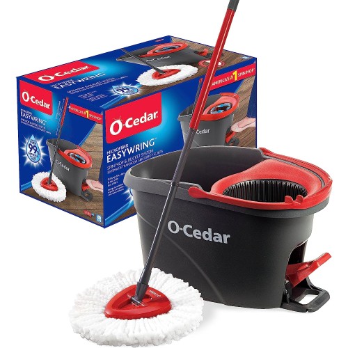 O-Cedar EasyWring RinseClean Microfiber Spin Mop & Bucket Floor Cleaning System, Grey