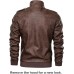 Large - HOOD CREW Men’s Casual Stand Collar PU Faux Leather Zip-Up Motorcycle Bomber Jacket With a Removable Hood