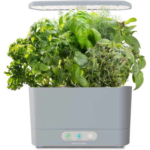  AeroGarden Harvest Indoor Garden, Grow Up to 6 Different Herbs, Vegetables, and Flowers, Seed Pod Kit Not Included, Cool Gray