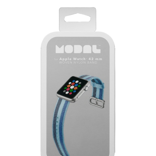 Modal™ - Woven Nylon Watch Band for Apple Watch 42mm (Series 1-8) and Apple Watch Ultra 49mm - Blue striped