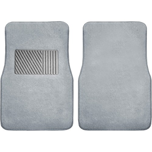 FH Group Premium Carpet Floor Mats with Heel Pad F14403-G Grey Floor Mats Universal Fit