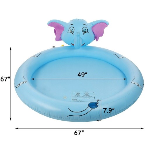 Elephant 68" Splash Pad, and Wading Pool, Sprinkler Inflatable, H6804