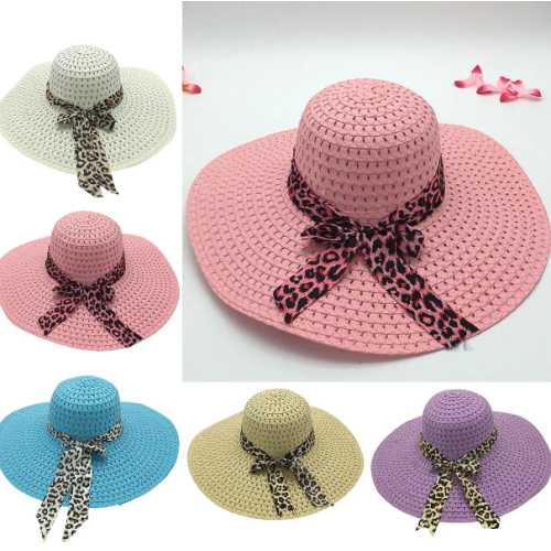 pink woman straw sun hat