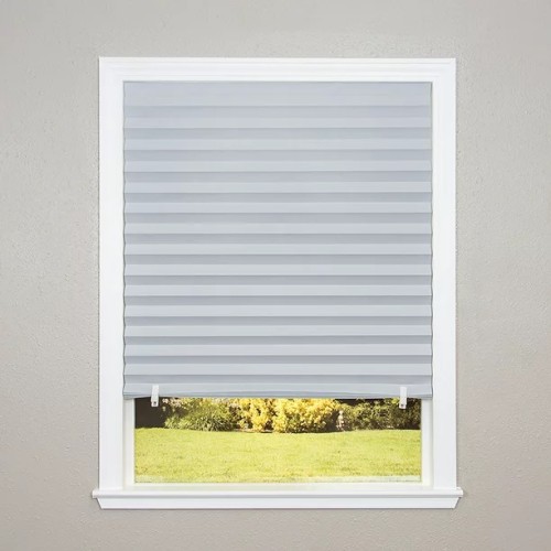 Redi Shade Cordless Gray Paper Room Darkening Pleated Shade, 1.5" x 36"