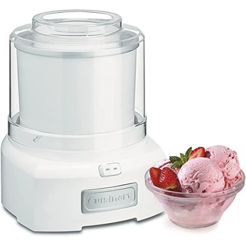 Cuisinart Ice Cream Maker Machine, 1.5 Quart Sorbet, Frozen Yogurt Maker, Double Insulated, White, ICE-21P1