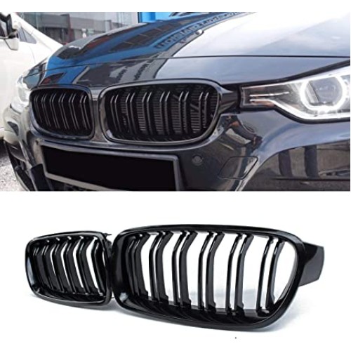 Front Grille, Kidney Grill Replacement for BMW 3 Series F30 F31 (ABS, Gloss Black)