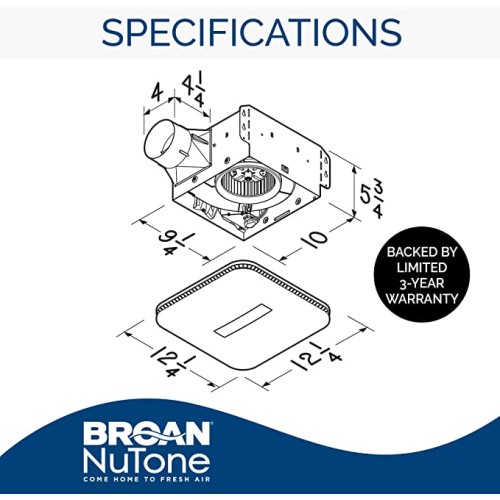 Broan-NuTone AE80LK Flex Bathroom Exhaust Ventilation LED Light, ENERGY STAR Certified, 80 CFM, 0.7 Sones Bath Fan, White