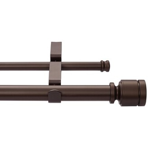 Simply Essential™ Deco 18 to 36-Inch Adjustable Double Curtain Rod Set in Brown