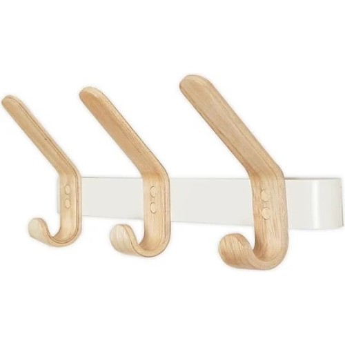 Squared Away Wall Mounted Ash Wood 3 Hook Rack