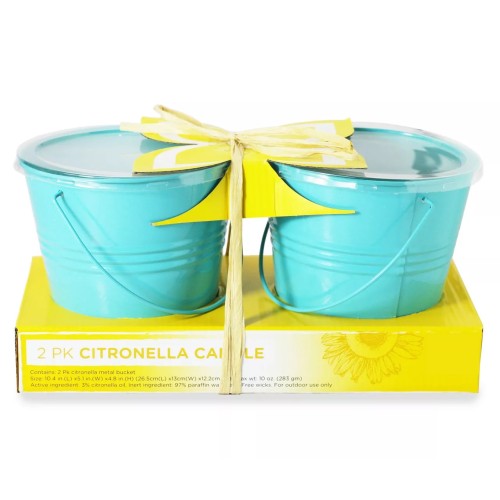 2 PK Citronella Candle - Decorative Bucket 