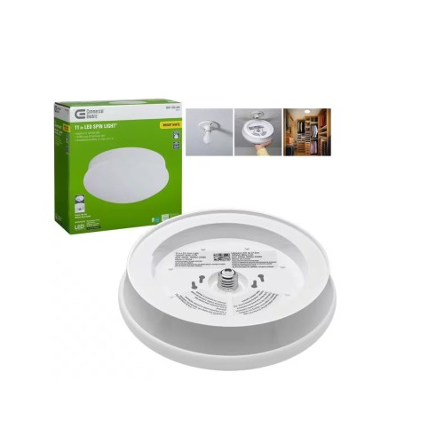 Spin Light 11 in. LED Flush Mount Ceiling Light High Output 1600 Lumens 22-Watt 4000K Bright White No Bulbs