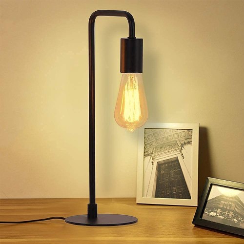 CASAVIDA Industrial Table Lamps Set of 2, Modern Edison Nightstand Lamps Metal Bedside Lamp Desk Lamp for Bedroom, Office, Living Room, Coffee Table, Desk - Black