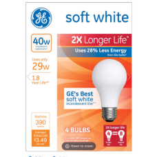 Ge Lighting 29W A19 A-Line Halogen Bulb 390 Lumens Soft White (Pack Of 4)