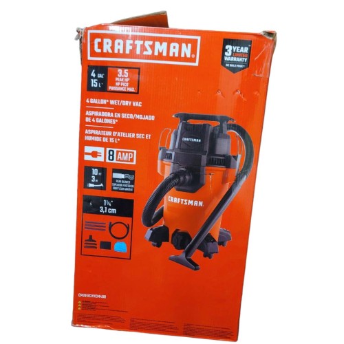 CRAFTSMAN 4-Gallons 3.5-HP Corded Wet/Dry Shop Vacuum with Accessories Included