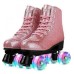 XUDREZ Roller Skates, Double Row Skates Adjustable Leather High-top Roller Skates Perfect Indoor Outdoor Adult Roller Skates with Bag