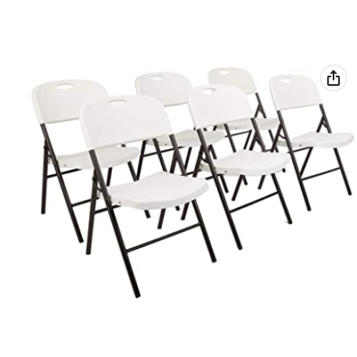 Amazon Basics Folding Plastic Chair with 350-Pound Capacity - 6-Pack, White