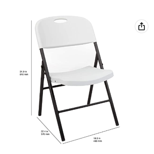 Amazon Basics Folding Plastic Chair with 350-Pound Capacity - 6-Pack, White