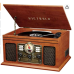 Victrola Nostalgic 6-in-1 Bluetooth Record Player & Multimedia Center with Built-in Speakers - 3-Speed Turntable, CD & Cassette Player, FM Radio | Wireless Music Streaming | Mahogany