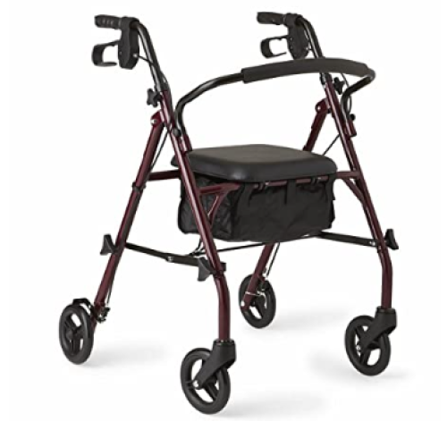 Steel Rollator Walker Rolling Heavy Duty Wheels Mobility Folding 46@AX1