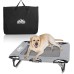 Elevated Dog Cot with Steel Frame - Foldable Raised Play and Rest Bed for Dogs and Cats - Heavy Duty Strong Material - Pet Cot with Bonus Storage Bag (Small 30” x 20” x 7”, Grey)