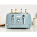 Haden 75026 Highclere Innovative 4 Slice Retro Vintage Countertop Wide Slot Toaster Kitchen Appliance with Self Centering Function, Pool Blue
