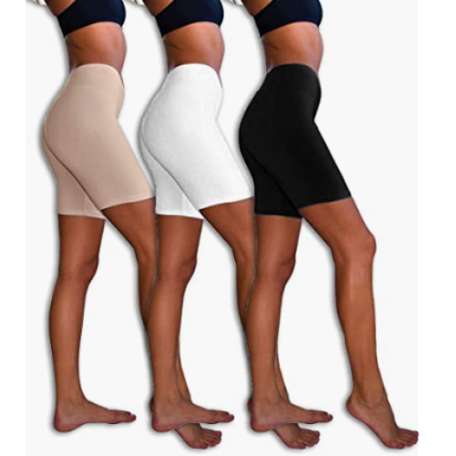 Sexy Basics Slip Shorts | 3-Pack Bike Shorts | Semi-Sheer Cotton Spandex Stretch Boyshorts for Yoga/Workouts