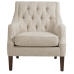 Madison Park Qwen Accent Chairs - Hardwood, Birch, Faux Linen Living Room Chairs - Cream Ivory, Vintage Classic Style Living Room Sofa Furniture - 1 Piece Diamond Tufted Bedroom Chairs