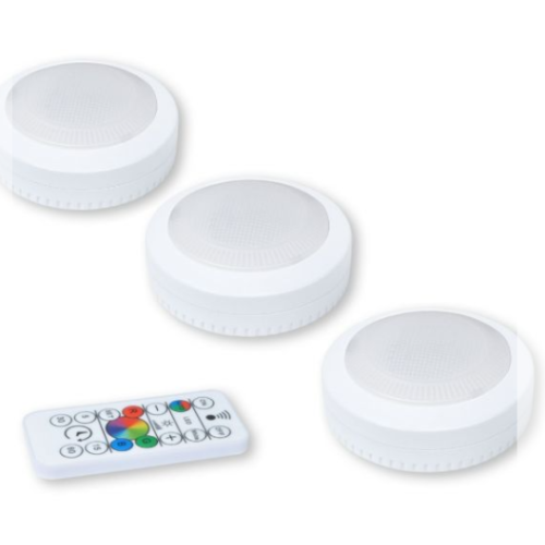 Ecolight Battery-Operated 3-Pack Tap Pucks - 30,000 Hours Lamp Life - White