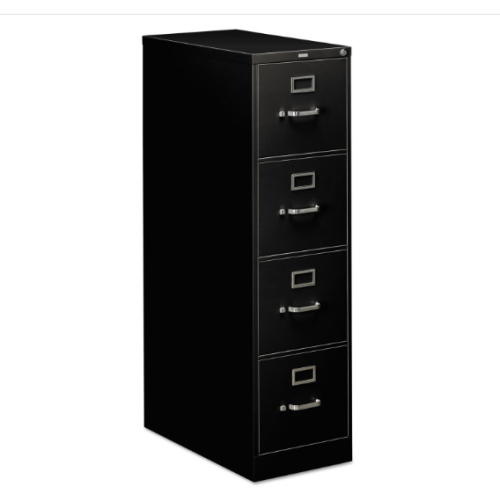 HON 4-Drawer Letter File - Full-Suspension Filing Cabinet, 26-1/2-Inch Black (310 Series - Model 314PP)