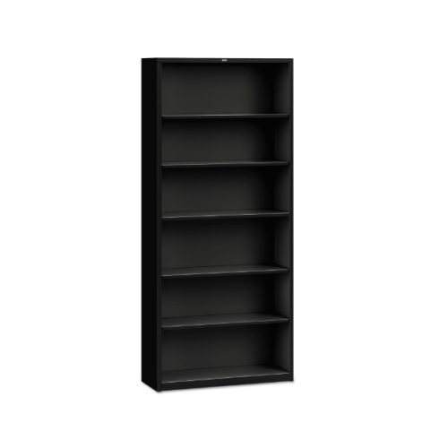 Hon S82abcp Metal Bookcase, Six-Shelf, 34-1/2W X 12-5/8D X 81-1/8H, Black