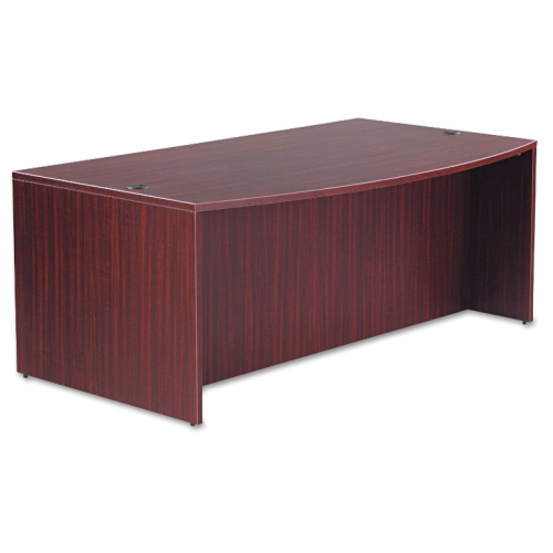 Alera ALE Valencia Bow Front Desk Shell, 71w x 35 1/2d to 41 3/8d x 29 5/8h, Mahogany