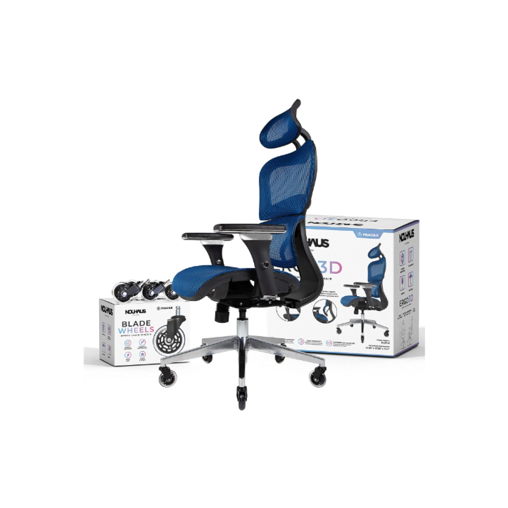 Nouhaus Ergo3D Ergonomic Office Chair - Rolling Desk Chair with 3D  Adjustable Armrest, 3D Lumbar Support and Blade Wheels - Mesh Computer  Chair