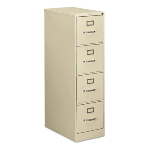 Hon 510 Series Ltr-size 4-drawer Vert. File w/Lock-4-Drawer Letter File, Vertical, 15"x25"x52", Light Gray