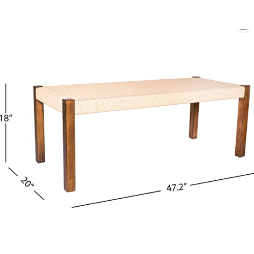 Amazon Brand – Stone & Beam Stella Modern Farmhouse Dining Bench, 47.2"W, Rubberwood, Grey/Gris