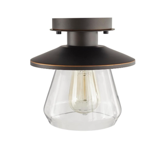 Hampton Bay Northmoore 1-Light Oil Rubbed Bronze Glass Vintage Semi ...