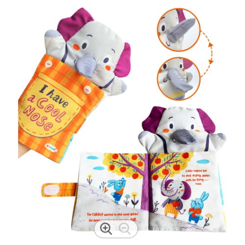 Design Elephant Hand Puppet Cloth Book for Kids