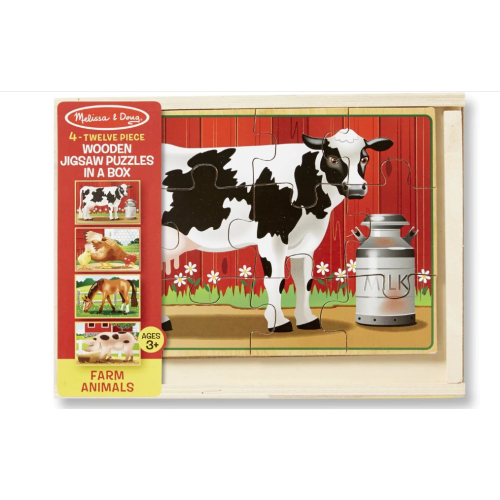 Melissa & Doug Wooden Jigsaw Puzzles in a Box - Farm