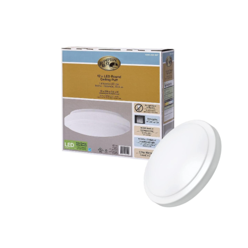 Hampton Bay 12 in. Round LED Flush Mount Light Pantry Laundry Closet Light 1000 Lumens Dimmable 4000K Bright White