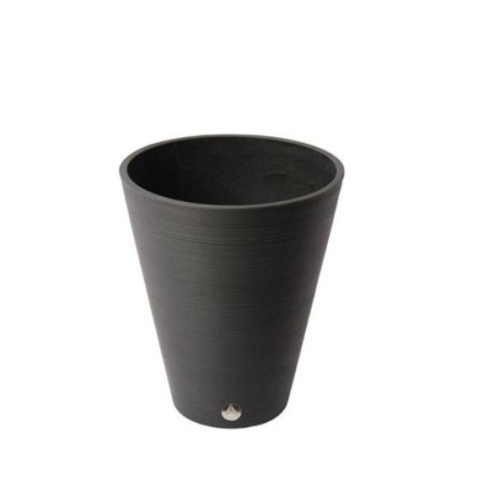 Algreen 16339 Valencia 15 in. by 18.5 in. Round Ribbed Taper Planter, Black