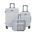 Wrangler 4 Pc Hardside Spinner Luggage Set With 20" & 25" Suitcases and Packing Cubes, Silver